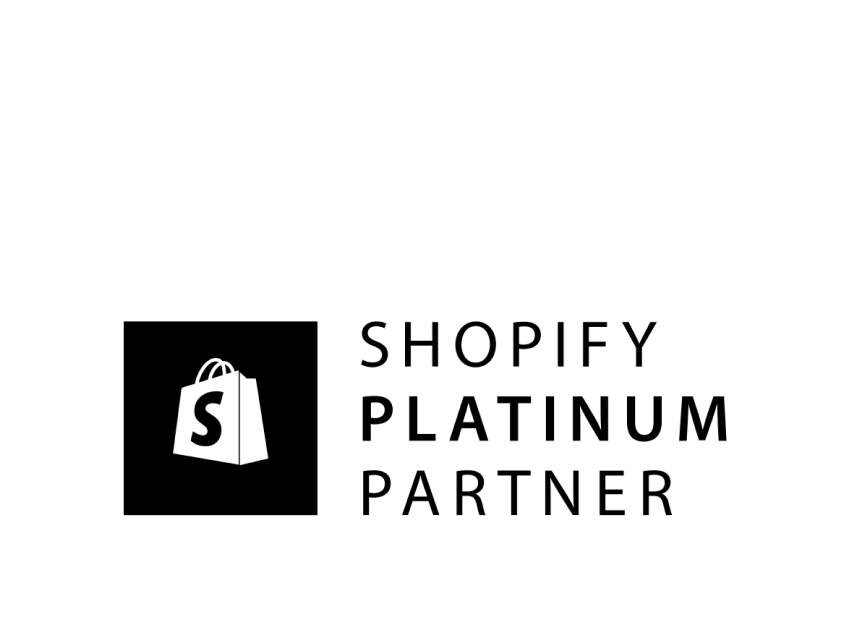 Shopify logo with text Shopify Platinum Partner text next to it